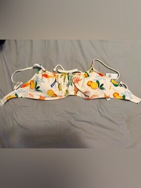 Old Navy White Citrus Print Kids Bikini Top with Orange & Green Accents